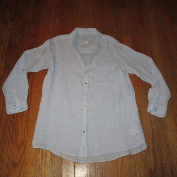 SIGRID OLSEN 100% Linen L/S B/F Blouse - Picture 1 of 7